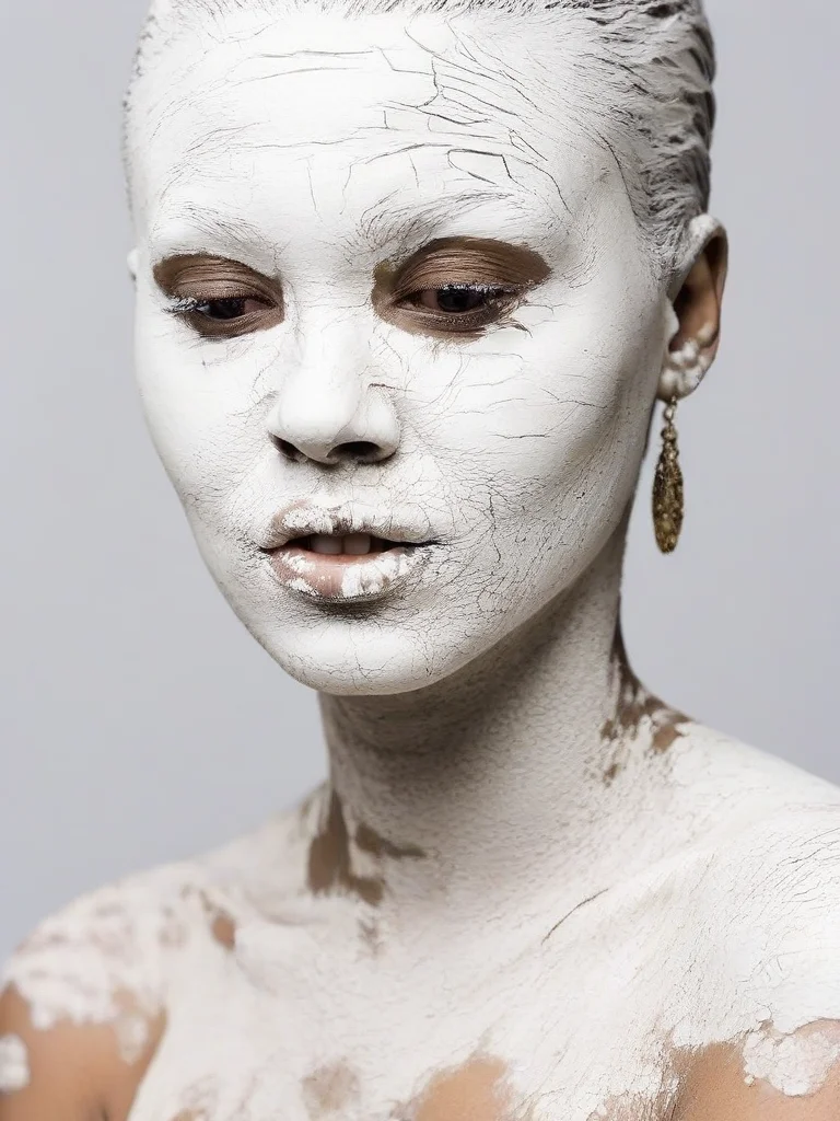 <lora:SDXL_plaster_Test_Sa_May:1.0>  white old plaster of part at the afro woman's