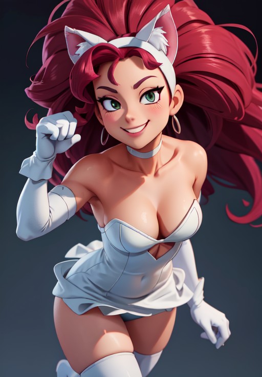 sfw, <lora:darkstalkers_felicia:0.8>, darkstalkers_felicia, smirk, dynamic pose, white dress, paw gloves,, (sexy, hot, attractive:1.3), sexy, (ultra-high res, high details, absurdres:1.3)