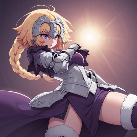 <lora:DarkfireStyle15:1.25>
1girl, solo, from below
Jeanne d'Arc (Ruler), Fate/Apocrypha ,
action pose,