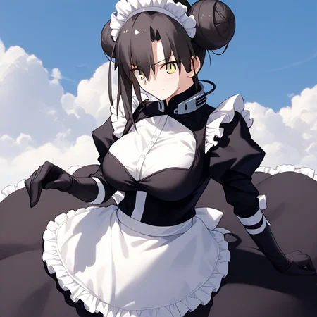 <lora:Takeuchi_Takashi_PonyXL_style_v01:1>
<lora:agent.pony:1>
score_9 , score_8_up , score_7_up , source_anime , 
masterpiece , best quality , ultra-detailed , 
BREAK
agent \(girls' frontline\), maid
1girl , woman , huge breasts , light smile , light blush , ((jeanne d'arc (fate)):0.5)  , 
long black hair  , maid dress ,  
mount the cloud and ride the mist