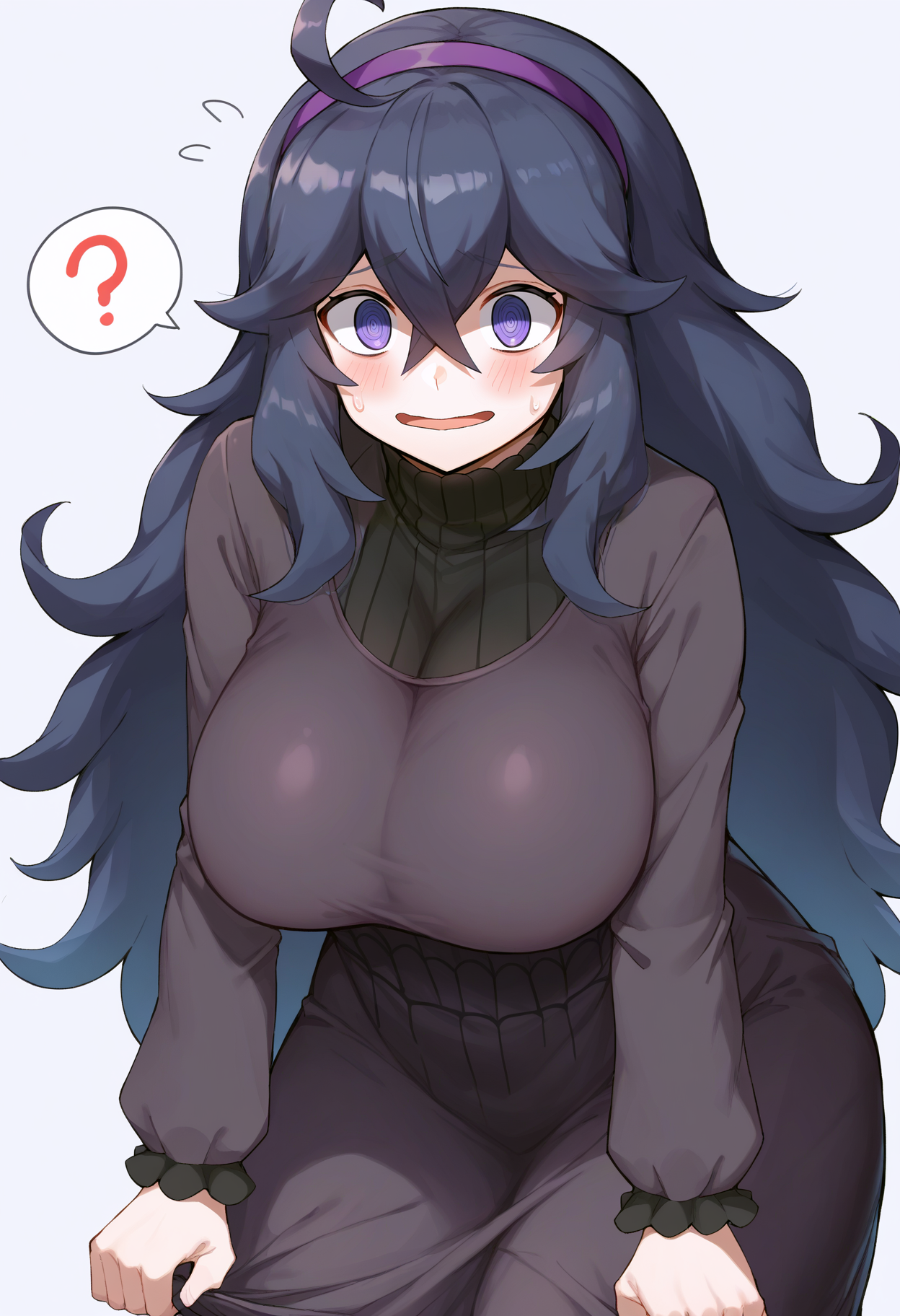 score_9, score_8_up, score_7_up,
BREAK
source_anime,
BREAK
hex maniac \(pokemon\), pokemon, 1girl, purple eyes, purple hairband,
shy, blush, long hair, ahoge, @_@, large breasts, long dress, black dress, long sleeves,
 <lora:Greem Bang-v2-PDXL:1>
