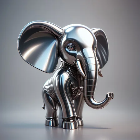 score_9, score_8_up, score_7_up, elephant shaped steel, made of steel, polished steel, polished, shiny,