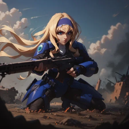 score_9, score_8_up, score_8_up, raw,  
cecilia, bluetears, 
arcan3styl3v1, blurry background, depth of field, outdoors, kneeling, rifle, aiming, firing rifle, battlefield, explosions, 43stl1ght1ng, low light, dramatic lighting, darkness,