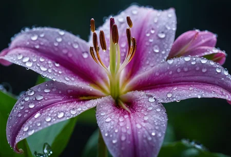 mystical Lilia with morning rain drops,
Miki Asai Macro photography,
close-up,
hyper detailed,
trending on artstation,
sharp focus,
studio photo,
intricate details,
highly detailed,