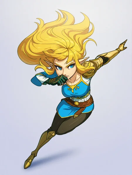 high quality, best quality, masterpiece, highres, very aesthetic, absurdres, <lora:illustrious_quality_modifiers_masterpieces_v1:.8>, detailed hair, <lora:NSFWFilter_illusXL_Incrs_v1:-.5>, solo focus, dynamic pose, portrait, headshot, isometric,
Princess Zelda , blonde hair, blue eyes, ponty ears, medium breasts, prosthetic leg, prosthetic arm
, <lora:Derpixon Old Style IL:1> derpixonstyle