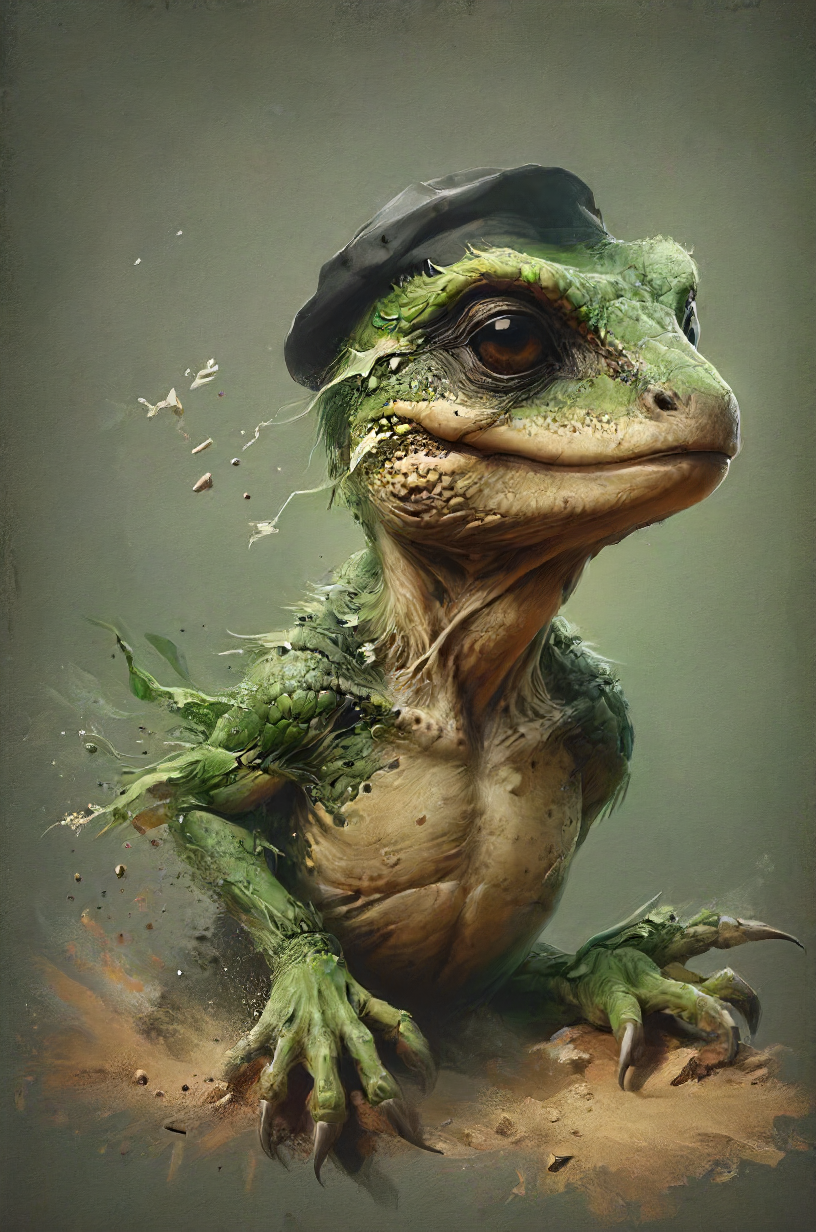 Philosoraptor , <lora:Emergence:0.5>, <lora:Street_Art:0.6>, <lora:ral-dissolve:0.8>,  <lora:SDXL - Style - EldritchRomanceIllustration1.3.1:0.4>, <lora:- SDXL - vanta-black_contrast_V3.0:0.2> <lora:20240322-1711051399194:0.4>  <lora:SDXL - Style - pixel_art_3drender:0.7> <lora:Fantasy_Monsters_XL:0.2>