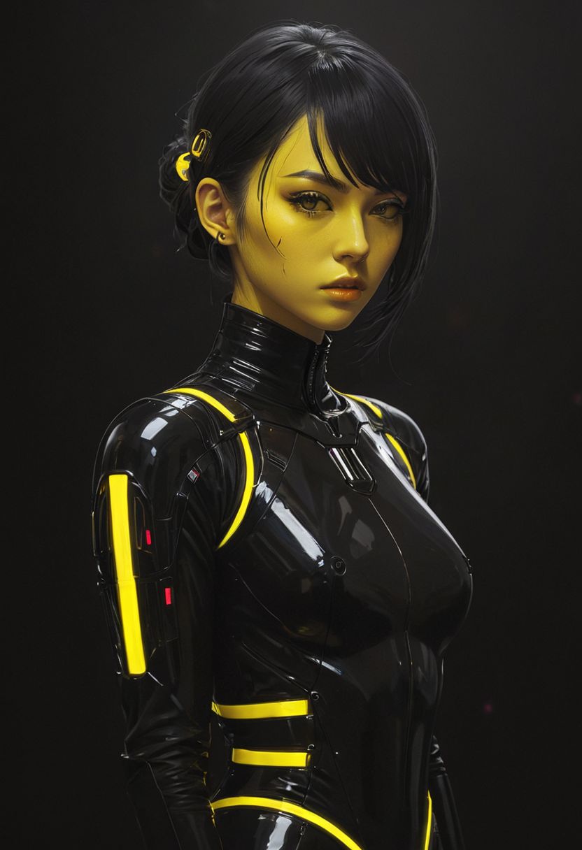 (star wars inquisitor:1.5), (circle hard powerful black white red yellow smoke fire neon:1.8), bdsm, collar cyberpunk Samurai jacket, (female, black pink slim skin:1.2), Large linen cape, (nice face, very angry:1.2), (bdsm harness, tight huge massive firm breasts:1.7), surrounded by a detailed spacescape with translucent dark-amber Highlights, (black neon, emissive), (yellow particules, hyper-detailed,:1.4) sharp, high resolution, high quality, 32K, Ultra realistic, HD, super detailed, line art, abstract style, (full body, shinny, wavy hair:1.3),