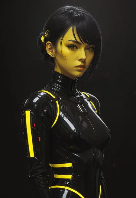 (star wars inquisitor:1.5), (circle hard powerful black white red yellow smoke fire neon:1.8), bdsm, collar cyberpunk Samurai jacket, (female, black pink slim skin:1.2), Large linen cape, (nice face, very angry:1.2), (bdsm harness, tight huge massive firm breasts:1.7), surrounded by a detailed spacescape with translucent dark-amber Highlights, (black neon, emissive), (yellow particules, hyper-detailed,:1.4) sharp, high resolution, high quality, 32K, Ultra realistic, HD, super detailed, line art, abstract style, (full body, shinny, wavy hair:1.3),