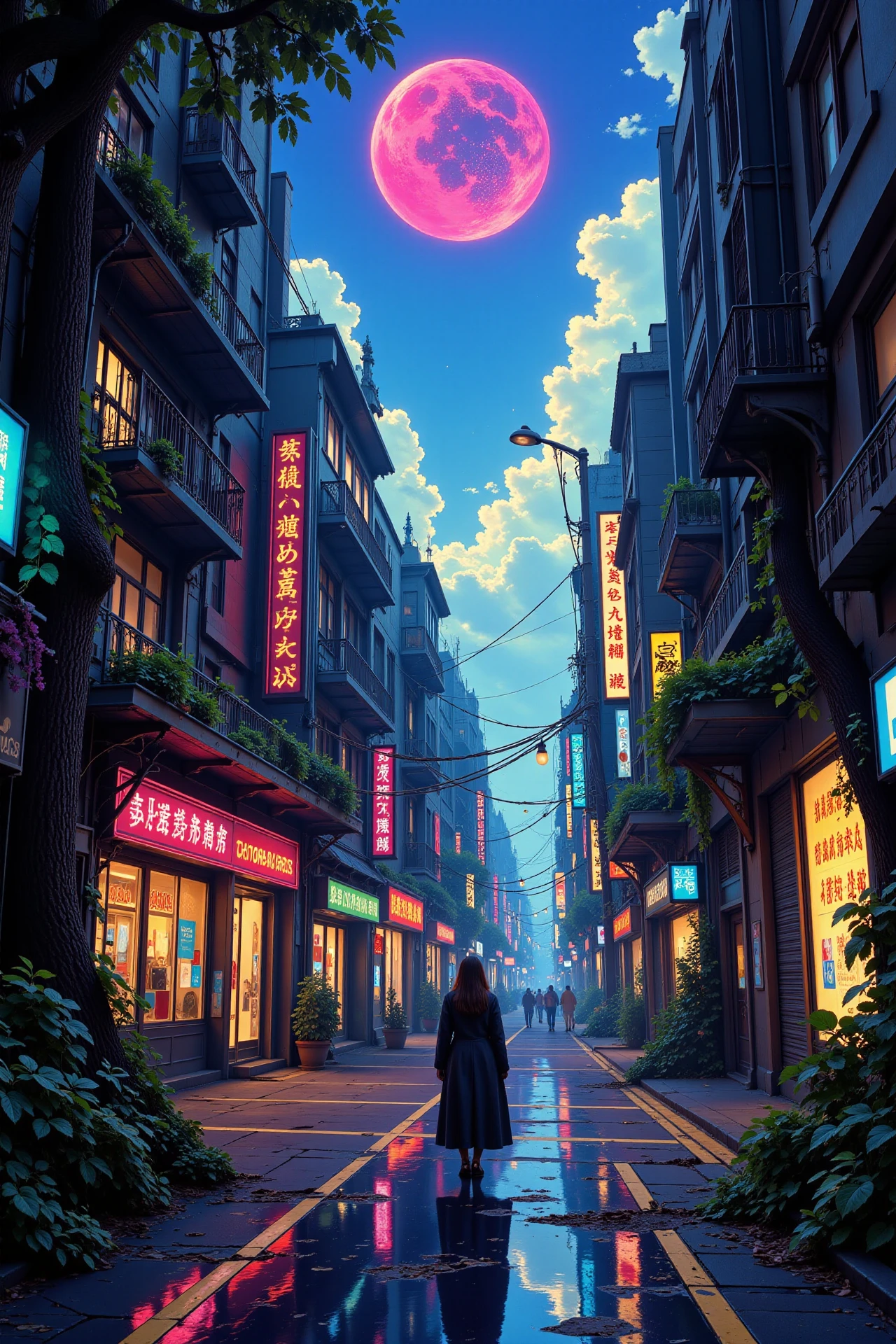 a cyberpunk futuristic street beautiful  landscape, morning, woman, very intricate, very detailed, sharp, bright, colorful, <lora:Hand v2:0.5> <lora:Anti-Blur:1><lora:Insane Detail Slider:0.25>  <lora:flux.1_lora_flyway_Epic-detail_v2:0.3> <lora:fluxenhancer:0.25> <lora:Anime_style:0.6> anime style