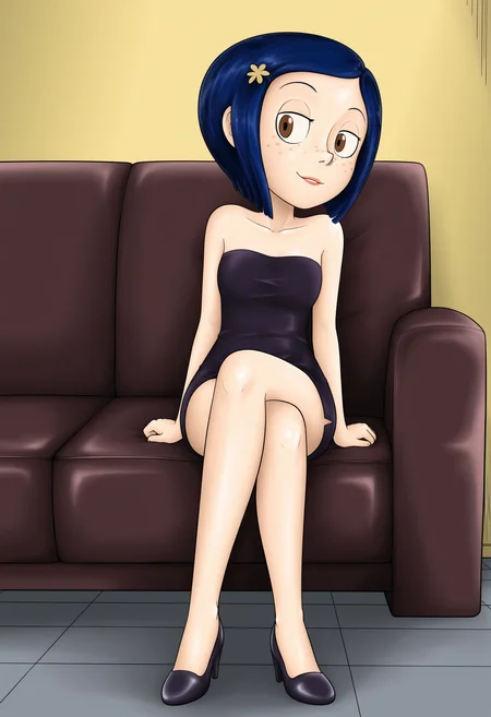 masterpiece, best quality, absurdes, 1girl, solo, full body,
(source_cartoon),
<lora:Coraline - Garabatoz Style (Illust):0.8>
Coraline_Garabatoz, freckles, brown eyes, blue hair, short hair, hair ornament,
indoors, sitting, high heels,
<lora:Detailer_NoobAI_Incrs_v1:0.4> detailed,