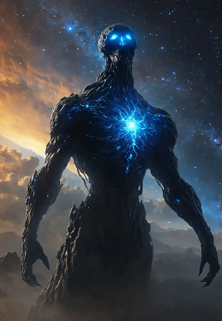 the most horrifying image ever made, cosmic entity, by alexandre calame
 (8k uhd:1,4)
 <lora:add-detail-xl:1>
 <lora:Dynamic Poses:1>