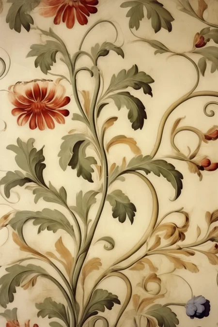 <lora:Anna Maria Garthwaite Style:1>Anna Maria Garthwaite Style - The minimalistic European style is characterized by curved and asymmetric lines, such as flower stems, flower buds, grapevines, insect wings, and various graceful and wavy patterns found in nature. These patterns are reflected in the decoration of walls, railings, window frames, and furniture.