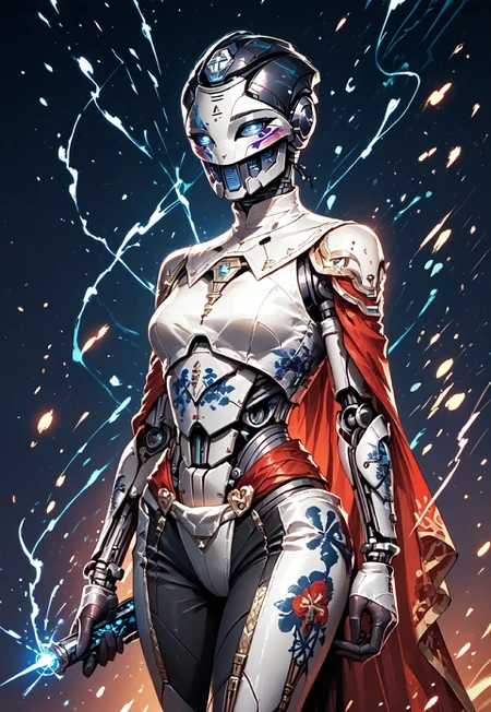 ((zPDXL3)), ((masterpiece,best quality, highly detailed)), ((score_9)), score_8_up, score_7_up, score_6_up, score_5_up, score_4_up, Digital painting style, brushstrokes, ((EnhanceImage)), solo, 1girl, d2ada-1, humanoid robot, android, mechanical parts, robot joints, mechanical legs, helmet,
Expressiveh, 30yo,
chinese magical sorceress, animated, swirling magic, wisps of magic, magical accessories, evoking motion, conveying motion, dynamic splash art, ((handfixer)), four fingers, one thumb,
<lora:PainterlyFantasiaPDXL:0.6>,