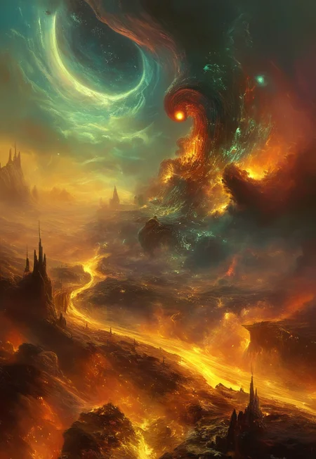 best quality, masterpiece, painting, concept art,  ((((High angle From avove, camera from above, Bird's-eye view, aerial shot view)))), In the heart of the absurdes,land of alien worms, ,organic,abomination,remains of fallen giants,giant  skeletons,overgrown,toxicity,mutation,dense fog,atmospheric haze,cloud, alien flora, liquid, ligaments, connections, biological, subsurface scattering,caustic,  light particles, rainy, twisted architecture intricate detail, surreal masterpiece of contrast, blending the energy of  fantasy  with the scifi aesthetic,mix of science fiction and fantasy,swirling,attraction,interaction,low gravity,scifi dark fantasy,vibrant colors,dramatic,tragic,melancholy,dark dream,cosmic horror,alienscape,otherworldy,weird,professional,perfection,visually stunning,mesmerizing,disturbing,mystical touch,highly detailed, intricate,painted in high resolution,close-up,  primary colors,acid bleeding deep colors, no gradients, illustration,ferrotype,grisaille,scenery, ((no humans)),
 composition explores the boundaries of reality, creating a visually arresting scene that defies conventional norms, Dive into the eerie and thought-provoking atmosphere as the surreal narrative unfolds in this captivating and unsettling artwork,epic scale
<lora:John Harris Style:0.8> John Harris Style page,Arik roper,Ben Templesmith,Tsutomu Nihei,Henry Fuseli,tomasz alen kopera 