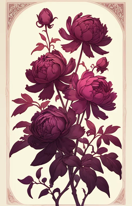 masterpiece,best quality,<lora:tbh33-sdxl:0.9>,illustration decaying peonies