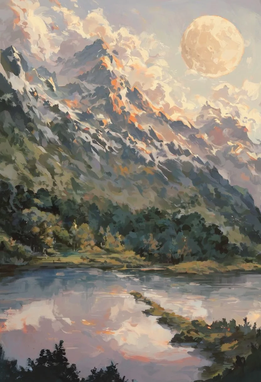 score_9, score_8_up, score_7_up, Anime Style, full moon and its reflection on a river below, Hyperrealism, Photorealism, Kerem Beyit, Documentary photography, Landscape photography, Shingle Style architecture, Forest depth of field, dynamic angle, sharp, hyperdetailed:1.15