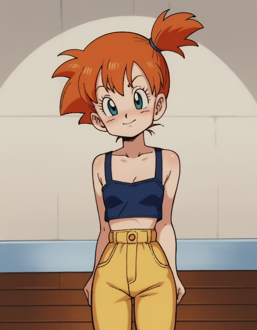 zPDXL, score_9, score_8_up, score_7_up, source_anime, BREAK
<lora:EarlyAkira-20:0.9> drgbls1, 1girl, solo, Pokemon, Misty, flat chest, orange hair, split