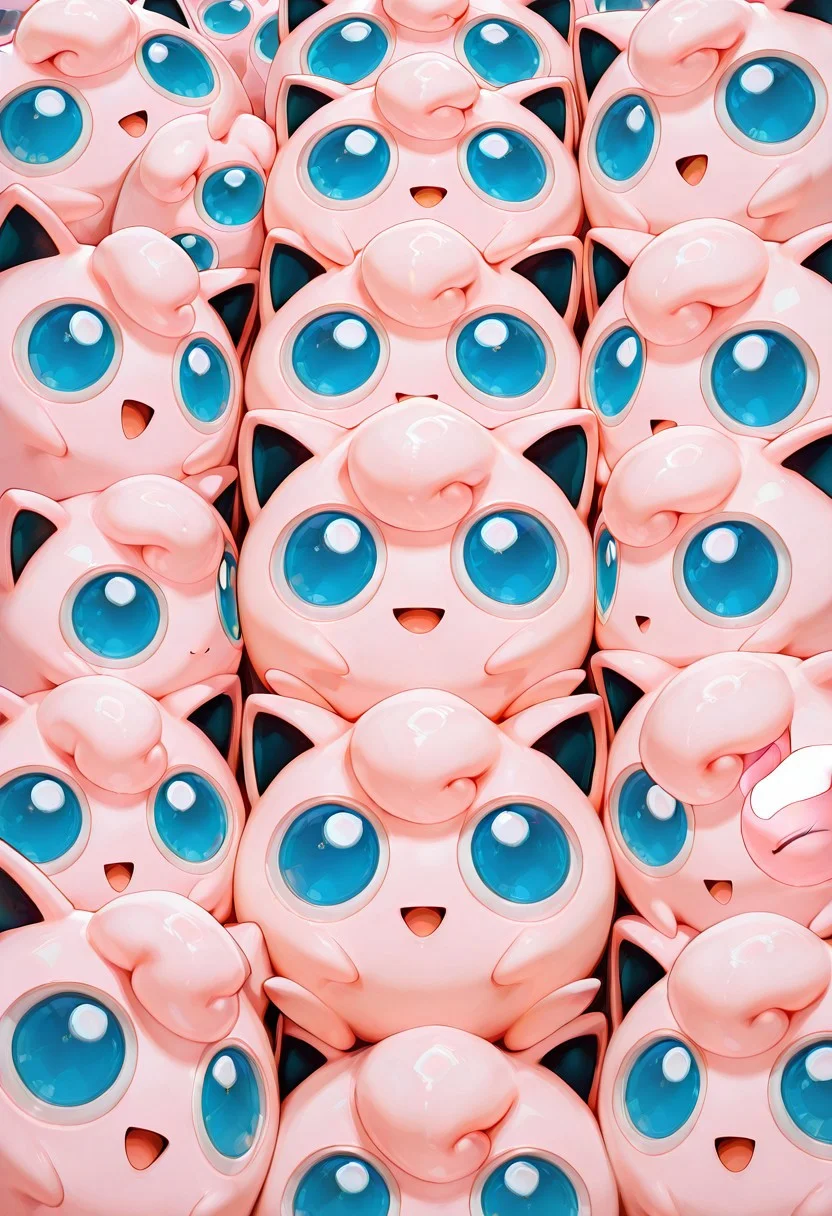 quality,ultra detailed, very aesthetic,absurdres,skinny,general,highres, ultra-detailed, amazing quality, newest, scenery,beautiful detailed hair, beautiful detailed eyes, beautiful detailed face, super detailed skin,sharp focus,
BREAK 
zzJigs,cute, big eyes, 
no humans,
expressive,
smile,happy,
open mouth,
(BRSTWLL:0.5), many,many igglypuff,
looking at viewer