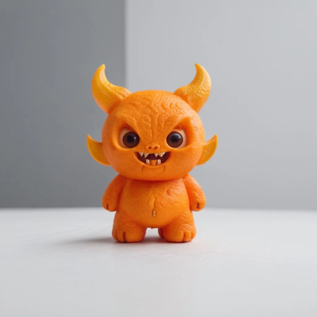 made of orange, a cute demon