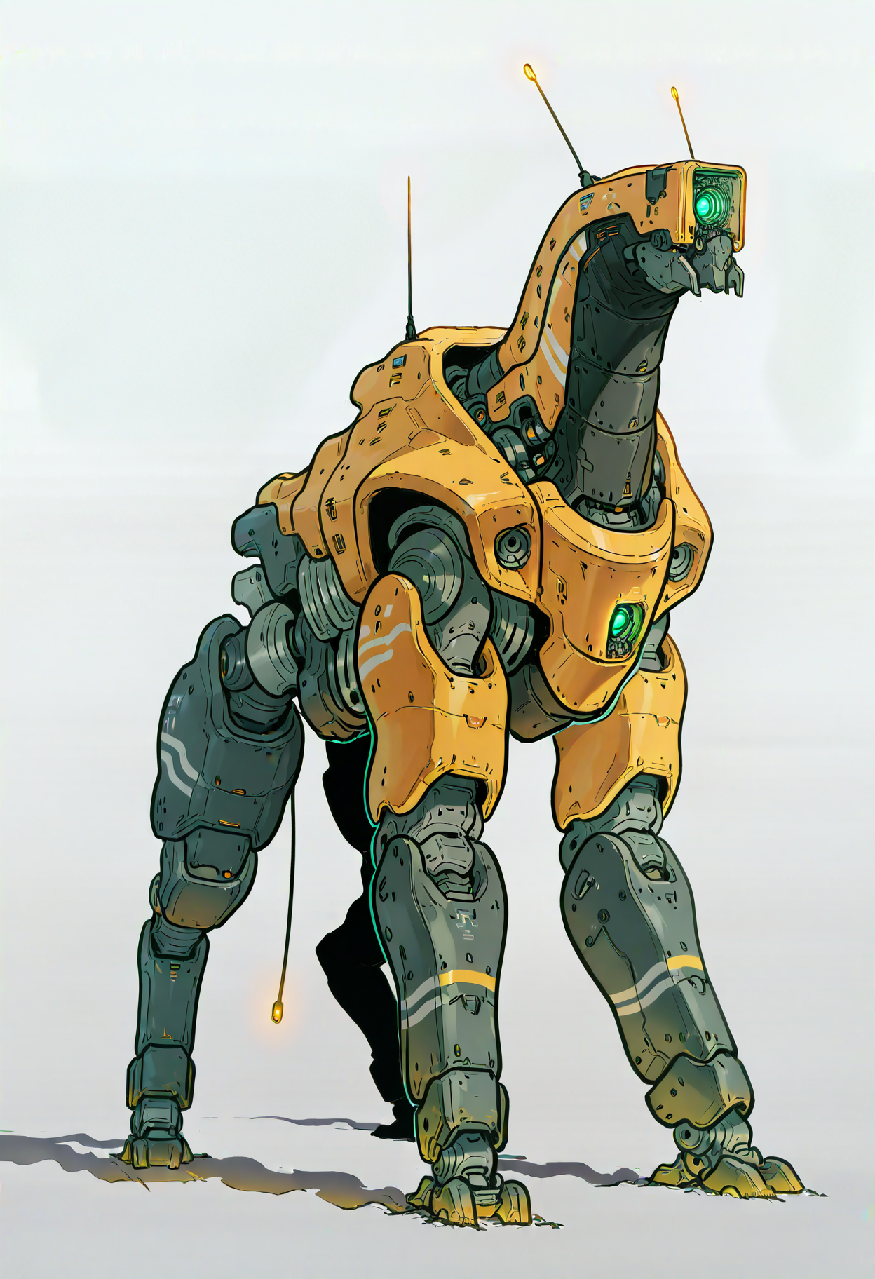 <lora:HeavyTechILXL:1> h3avyt3ch,
((robot)), no humans, mecha, non-humanoid robot, radio antenna, solo, walker, glowing, shadow, white background, standing, simple background, grey background, masterpiece, best quality, amazing quality, intricate detail, highly detailed, absurdres, very aesthetic, dynamic lighting, detailed background, scenery, (volumetric lighting)