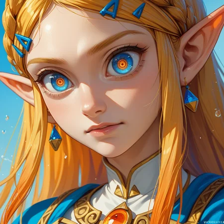 source_anime, colorful, score_9, score_8_up, score_8, (masterpiece), eyedetailxl, bettereyes, detailed_eyes, upper_body, bust, BREAK, 1girl, Princess Zelda, multicolored_eyes, blue eyes, orange eyes, bright_pupils