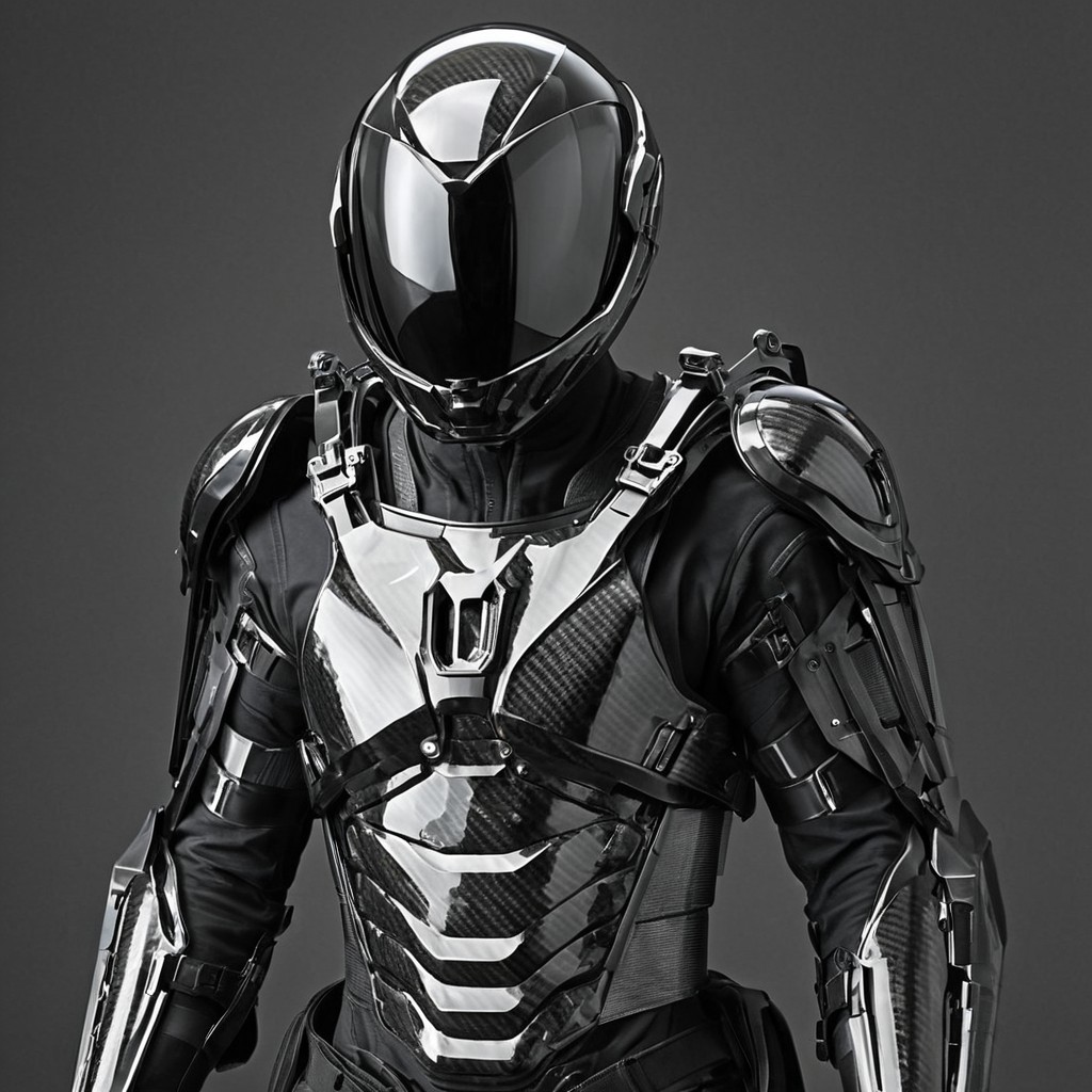 Made of carbon_fiber, glossy, a detailed armor, futuristic armor, helmet, futuristic light armor, exoskeleton,
