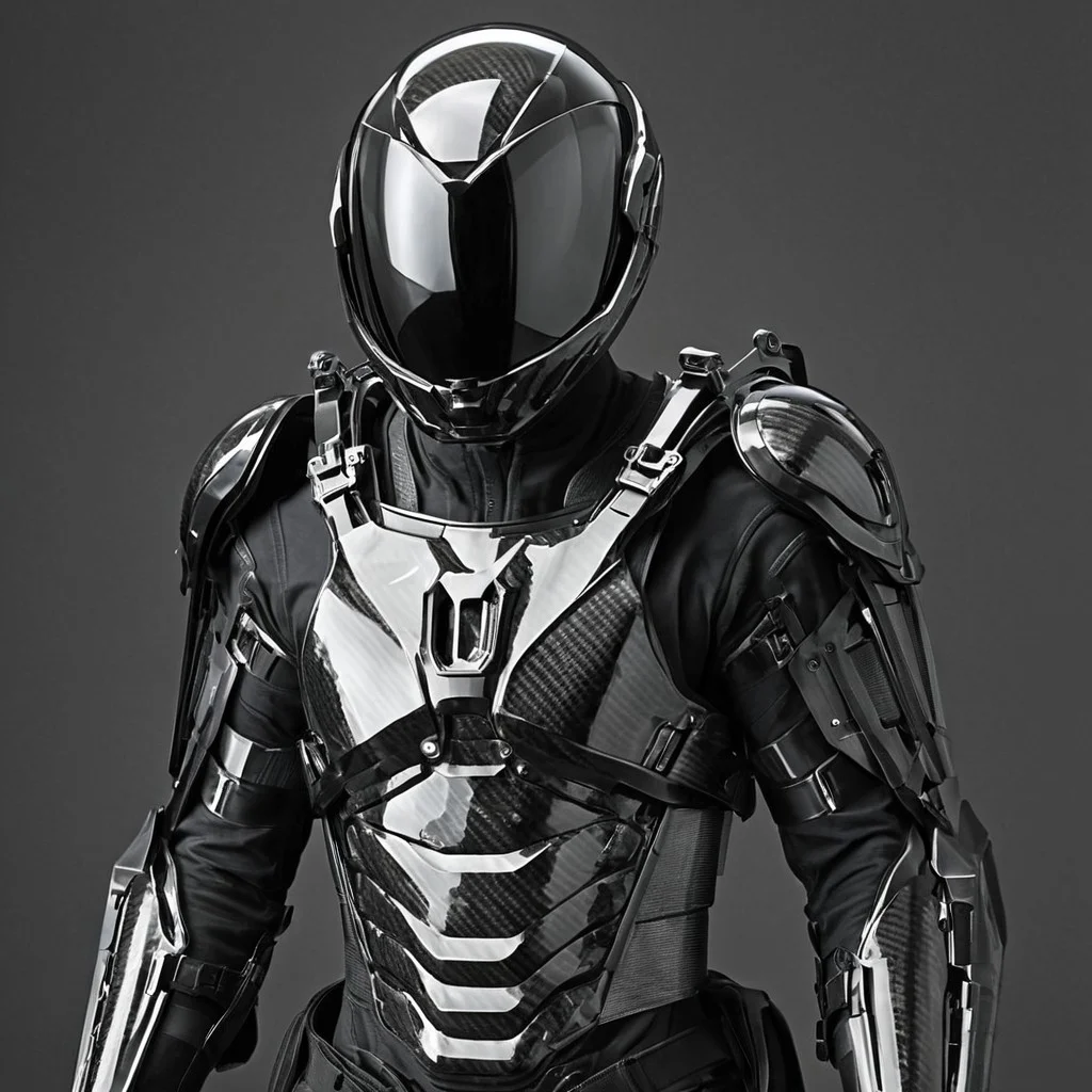 Made of carbon_fiber, glossy, a detailed armor, futuristic armor, helmet, futuristic light armor, exoskeleton,