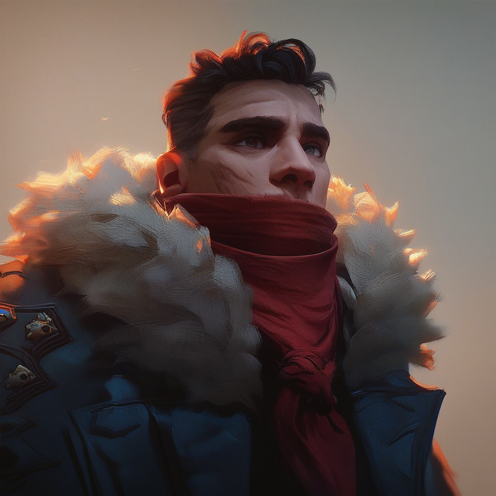 score_9, score_8_up, score_7_up, masterpiece, best quality, newest, absurdres, highres, 1boy, DDDismas-V1.1, bandana, scarf, red bandama, fur trim,