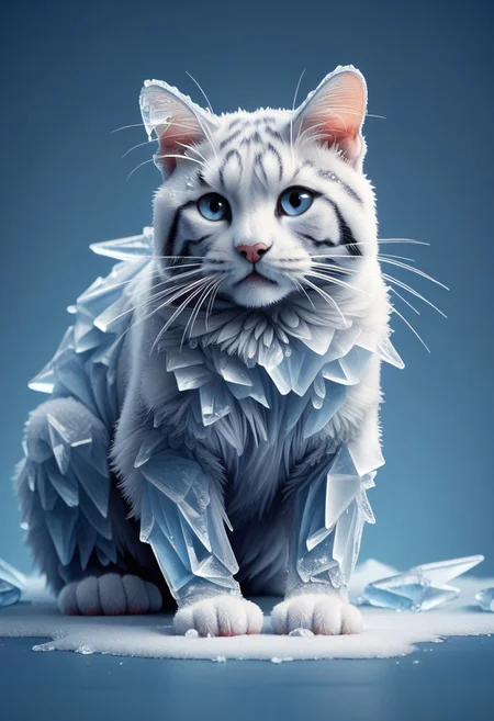 score_9, score_8, score_7, 1ce, ice, animal, cat, blue theme,