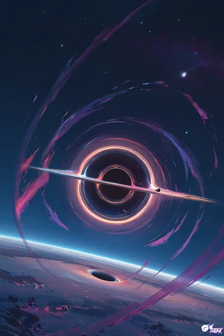 PDXL, <lora:BlackHoleV1:1>, bl4ckh0l3, space, stars, black hole, event horizon, gravitational lensing
no people
