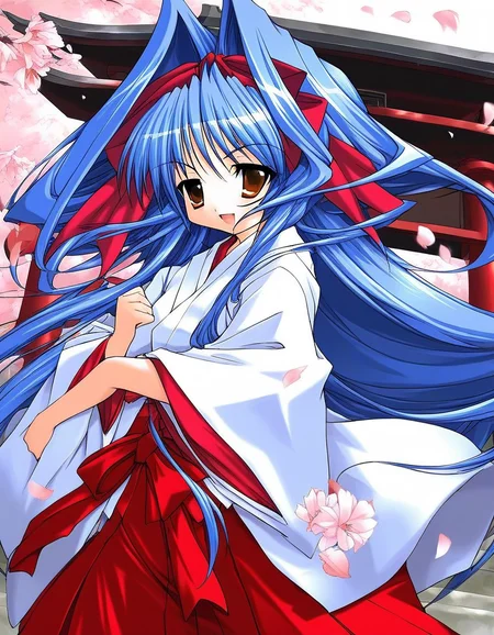score_9, score_8_up, score_7_up, source_anime, rating_explicit, BREAK  <lora:Shion_mahjong_XL:1> Shion_mahjong, very long hair, blue hair, hair bow, hair intakes, brown eyes,  short stack,
japanese white clothes, miko, red hakama, shrine, cherry blossom,
looking at viewer, 
cowboyShot,