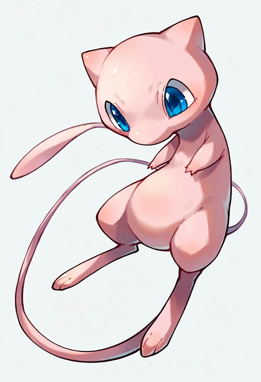 score_9, score_8_up, score_7_up, score_6_up, source_furry, solo, dof, full-length portrait, white background, <lora:POKEMON_MEW:1> mew, pokemon (creature), blue eyes