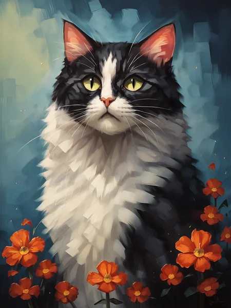 score_9, score_8_up, score_7_up, score_6_up, score_5_up, score_4_up, cat, flowers <lora:B0ld01lp41ntXLP:0.7> B0ld01lp41nt