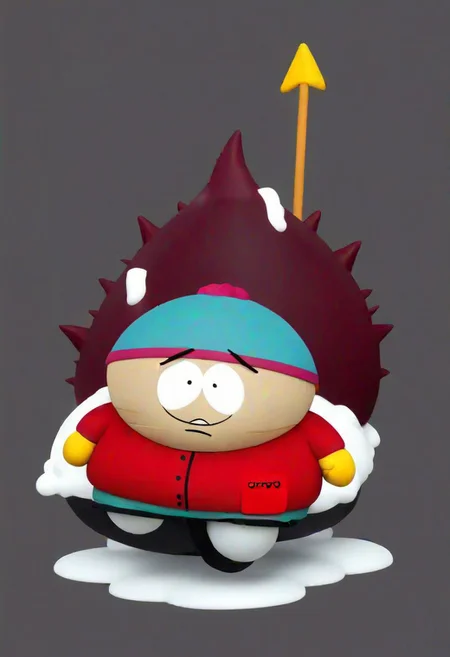 Black Spike Monster with Two Red Eye riding Maroon Scooter walking on Bowling with too much All Blood, cartman, doodle_monsters, Kim Sujeong Style, SouthPark3D1024, dripping blood
