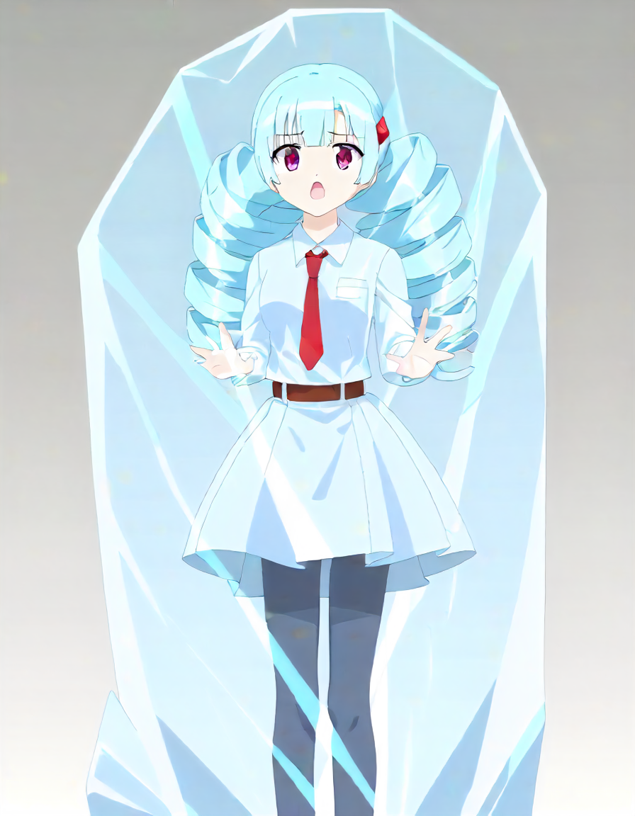<lora:frozen_XL_pony_v1:1.4>frozen, 1girl, ice,transparent,, BREAK score_9, score_8_up, score_7_up, BREAK source_anime, rating_explicit, best quality, masterpiece, uncensored,<lora:sdxl_lightning_4step_lora:1>(clear eyes:1.2),clear art,zPDXLpg