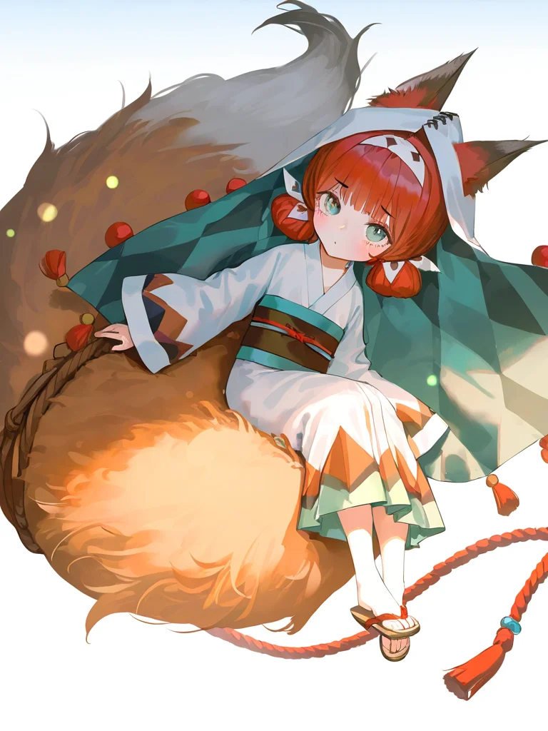 1girl,solo,simple background,white background,,xiaosongwan,red hair,fox tail,sash,<lora:xiaosongwan-000014>, masterpiece, best quality, very aesthetic, absurdres,newest, incredibly absurdres,, (artist:reoen:0.826446),(artist:machi:0.9),(artist:ningen_mame:0.9),(artist:sho_(sho_lwlw):0.9),(artist:rhasta:0.9),(artist:wlop:0.7),(artist:ke-ta:0.6),(fkey:0.5),(tianliang duohe fangdongye:0.5),(hiten \(hitenkei\):0.6),best quality,amazing quality,(artist:onineko:0.826446),very aesthetic,bokeh, Wisadel,