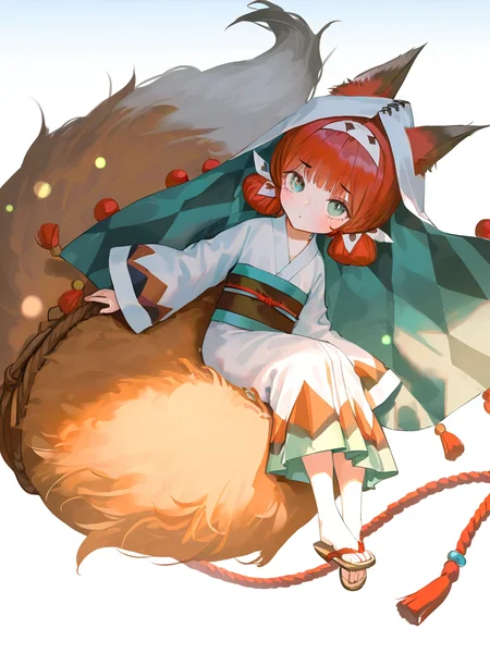 1girl,solo,simple background,white background,,xiaosongwan,red hair,fox tail,sash,<lora:xiaosongwan-000014>, masterpiece, best quality, very aesthetic, absurdres,newest, incredibly absurdres,, (artist:reoen:0.826446),(artist:machi:0.9),(artist:ningen_mame:0.9),(artist:sho_(sho_lwlw):0.9),(artist:rhasta:0.9),(artist:wlop:0.7),(artist:ke-ta:0.6),(fkey:0.5),(tianliang duohe fangdongye:0.5),(hiten \(hitenkei\):0.6),best quality,amazing quality,(artist:onineko:0.826446),very aesthetic,bokeh, Wisadel,