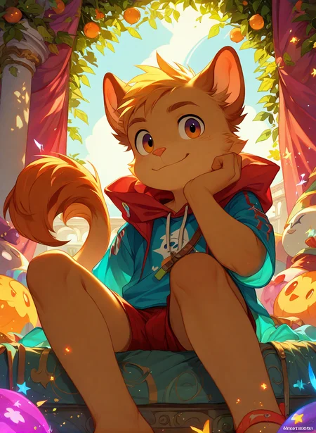 score_7_up, score_8_up, score_9,(young_adult:1.4),young_adult, artist:your_artist_name, anthro, male, young, clear_skin, (soft_lighting:1.2), (slightly_revealing_clothing:1.1), (innocent_expression:1.3), (vibrant_colors:1.1), (detailed_background:0.8) , zPDXL3
<lora:ANN01:0.1>
<lora:add-detail-xl:0.7>