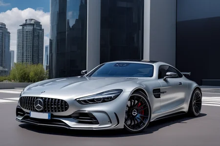 photo of 1car, sporty, fast, sleek, sexy, aggressive, high performance, mercedes-benz, daytime, futuristic cityscape, ultra-high-definition, photorealistic, 8k uhd, high-quality, ultra sharp detail <lora:MercedesAMGGTCoupeV2:.5> oue