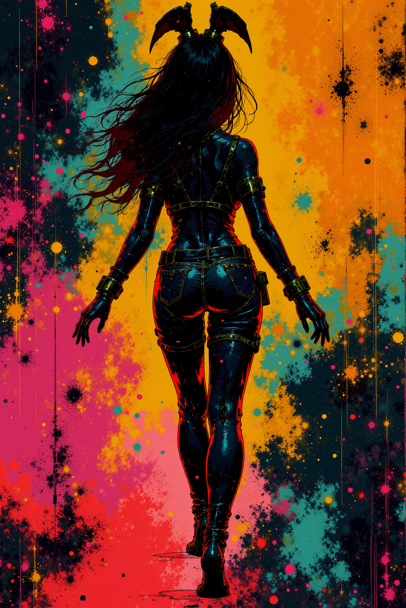 <lora:Vibrantly_Dark_style_v.1:1.0> Vibrantlydark style. breathtaking Silhouette Art, Alcohol ink art Glo-fi Art Style, DGLO style dulac1 illustration in VibrantlySharp style. ., dynamic, dramatic, vibrant colors, glo-fi art style. Fluid and vibrant colors, unpredictable patterns, organic textures, translucent layers, abstract compositions, ethereal and dreamy effects, free-flowing movement, expressive brushstrokes, contemporary aesthetic, wet textured paper., high contrast, well defined, Silhouette Art . award-winning, professional, highly detailed
