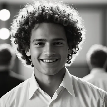 cinematic film still of <lora:High-key lighting Style:1>
bright light, bright, a man with a curly hair and a white shirt High-key lighting Style,looking at viewer,smile,simple background,1boy,monochrome,greyscale,male focus,multiple boys,2boys,portrait,curly hair,realistic,afro, shallow depth of field, vignette, highly detailed, high budget, bokeh, cinemascope, moody, epic, gorgeous, film grain, grainy