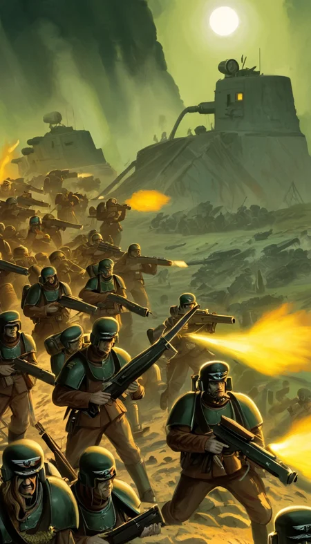 comic Astra militarum, scenery, detailed background, masterpiece, best quality, high quality, absurdres <lora:astra_militarum_xl_v1:1> . graphic illustration, comic art, graphic novel art, vibrant, highly detailed