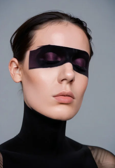 score_9, score_8_up, score_7_up,
4ngul4rm43keupf4c3p41nt, angularmakeupfacepaint, Angular Makeup Face Paint,, solo, short hair, simple background, black hair, 1boy, closed mouth, upper body, male focus, grey background, lips, bodysuit, mask, turtleneck, portrait, facing viewer, realistic, blindfold, very short hair