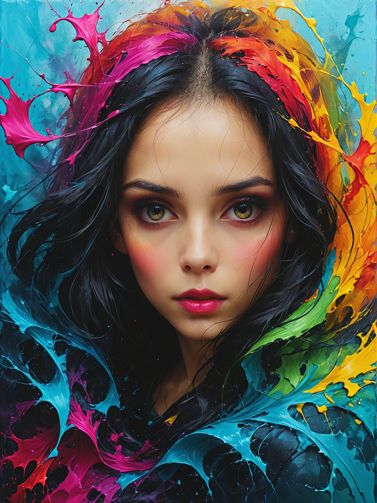 Spider's silk weaves dreams into reality, ultra-fine digital painting, <lora:xl_more_art-full_v1:0.3>,  <lora:Desolation:0.6> <lora:gorgoeus_splash_of_vibrant_paint:0.7> Gorgeous splash of vibrant paint