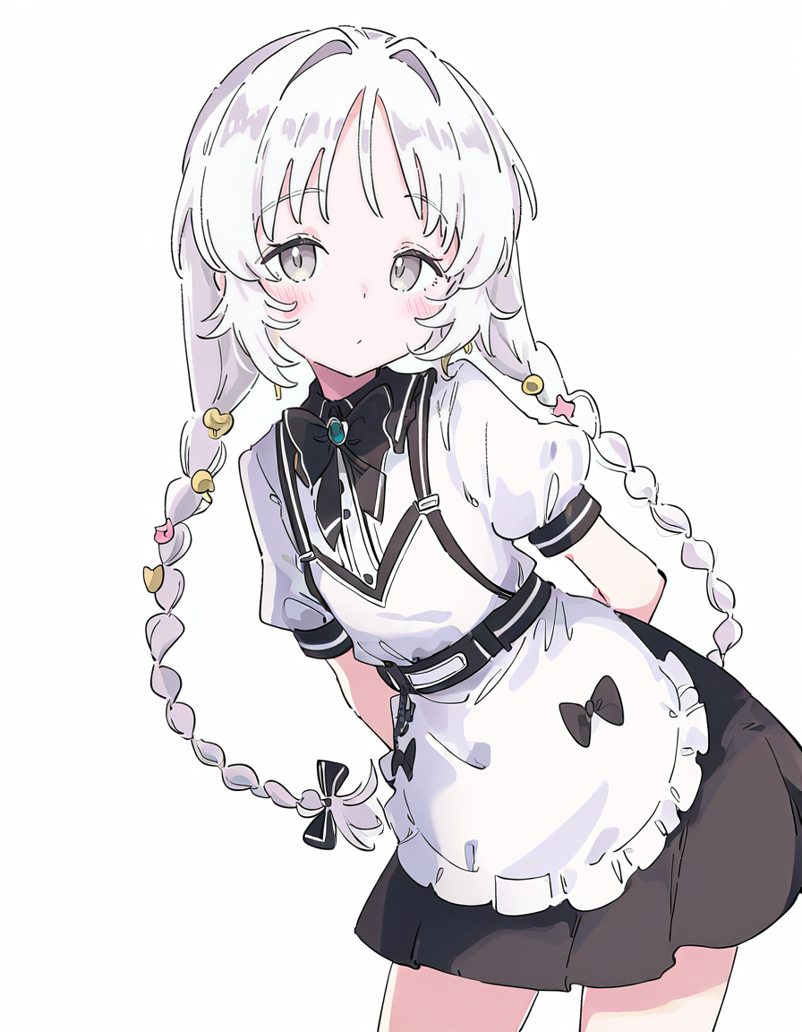 1girl,looking at viewer,(simple background:1.3),(white background:1.2),solo,cowboy shot,qiqiupaidui,(asami-chan:1.3),<lora:qiqiupaidui-000012>,grey eyes,white hair,, masterpiece, best quality, very aesthetic, absurdres,newest, incredibly absurdres,, (Ixy:0.6)),(hiten \(hitenkei\):0.7),