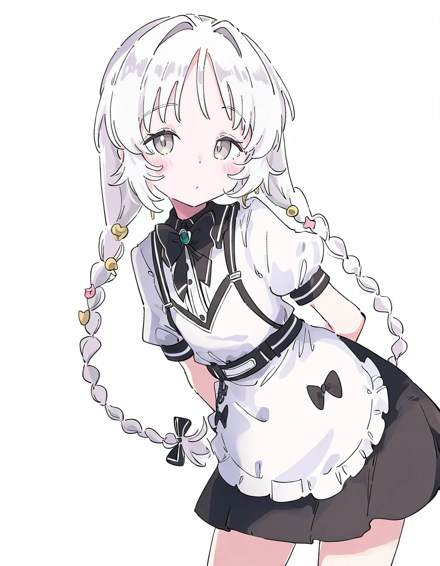 1girl,looking at viewer,(simple background:1.3),(white background:1.2),solo,cowboy shot,qiqiupaidui,(asami-chan:1.3),<lora:qiqiupaidui-000012>,grey eyes,white hair,, masterpiece, best quality, very aesthetic, absurdres,newest, incredibly absurdres,, (Ixy:0.6)),(hiten \(hitenkei\):0.7),