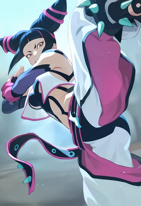 general, amazing quality, han juri, fighting stance, one leg