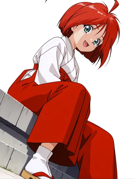 masterpiece,best quality,amazing quality,
1girl,solo,
anime screencap,<lora:hinageshi_ilxl_v1.1:1>,hinageshi,ahoge,green eyes,h_clothes,miko,red hakama,tabi,zouri,
<lora:Fixhands_anime_bdsqlsz_V1:1>,dynamic_angle,cinematic_angle,white_background,simple_background,:d,looking_at_viewer,dutch angle,sitting_on_rock,