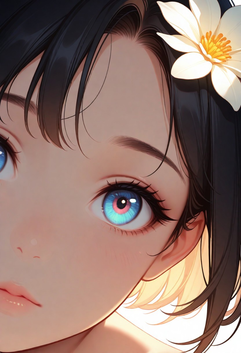 masterpiece, best quality, amazing quality, very aesthetic, flat colors, (artist:rain_rkgk:1), (artist:Tsuaii:1),
1girl, close up portrait, eye focus, looking at viewer, from below
Bright lighting, flower field