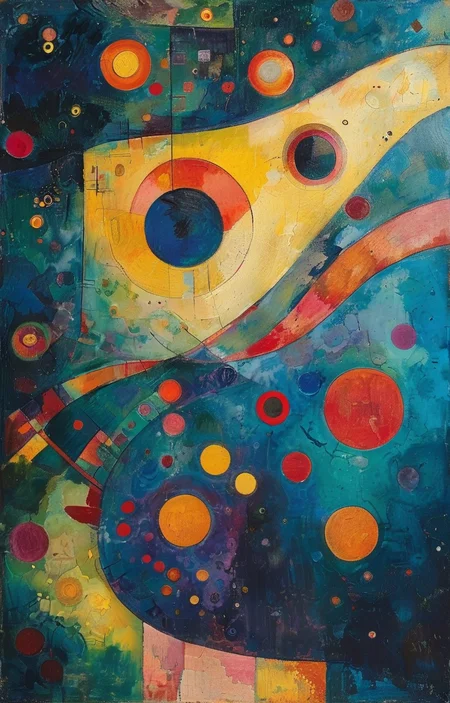 masterpiece,best quality,<lora:tbh287-sdxl:0.9>,illustration,style of Wassily Kandinsky A bottle of perfume in garden